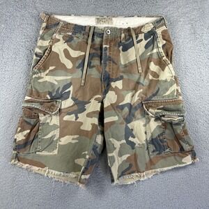 American Eagle Shorts Men 32 Camo BDU Cargo Raw Cutoff Preppy Y2K Army Military